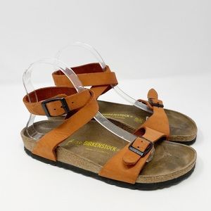 Birkenstock Delhi Ankle Wrap Orange Sandals sz 8